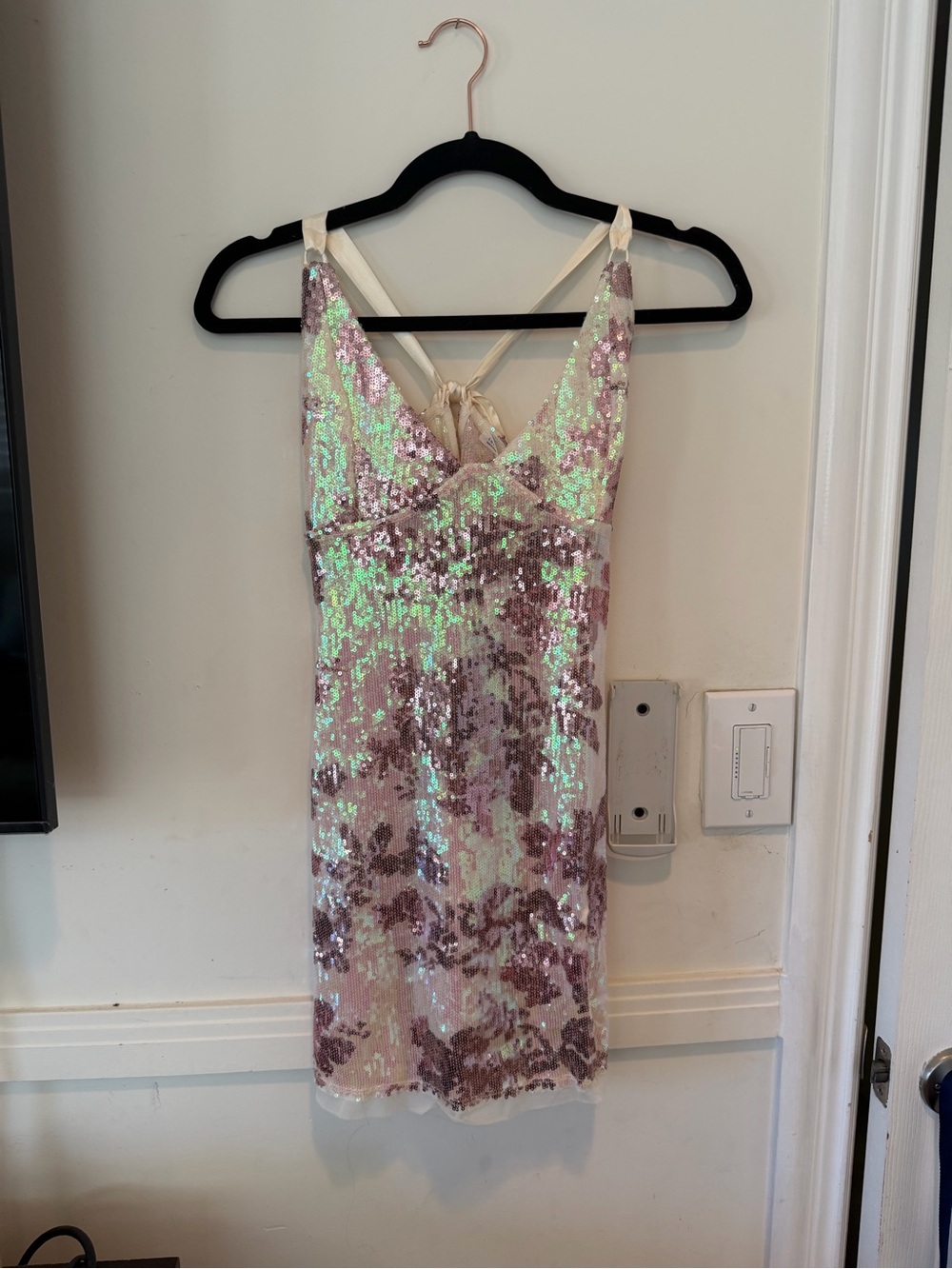 Free People Pink Floral Sequin Mini Dress - Picture 8 of 9